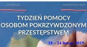 plakat z napisem o treści Tydzień przemocy osobom pokrzywdzonym przestępstwem