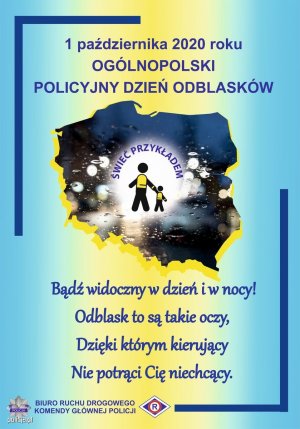 plakat promujący ogólnopolski Policyjny dzień odblasków 2020