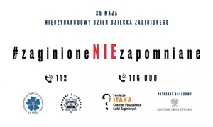 Na zdjęciu  widoczna jest informacja o kampanii dotyczącej dzieci zaginione nie zapomniane