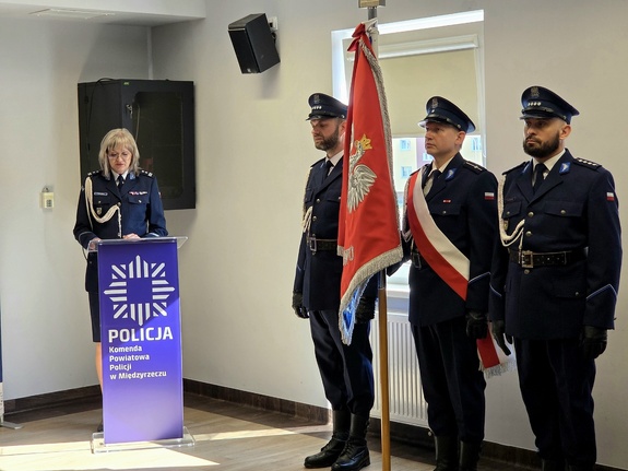 Uroczyste powierzenie pełnienia obowiązków na stanowisku Komendanta Powiatowego Policji w Międzyrzeczu młodszej inspektor Ewie Rotarskiej